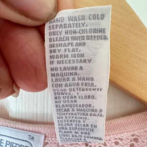 Jeanne Pierre Vintage‎ Pink Camisole Crocheted Lacy Open Weave Sweater Medium - Picture 11 of 12